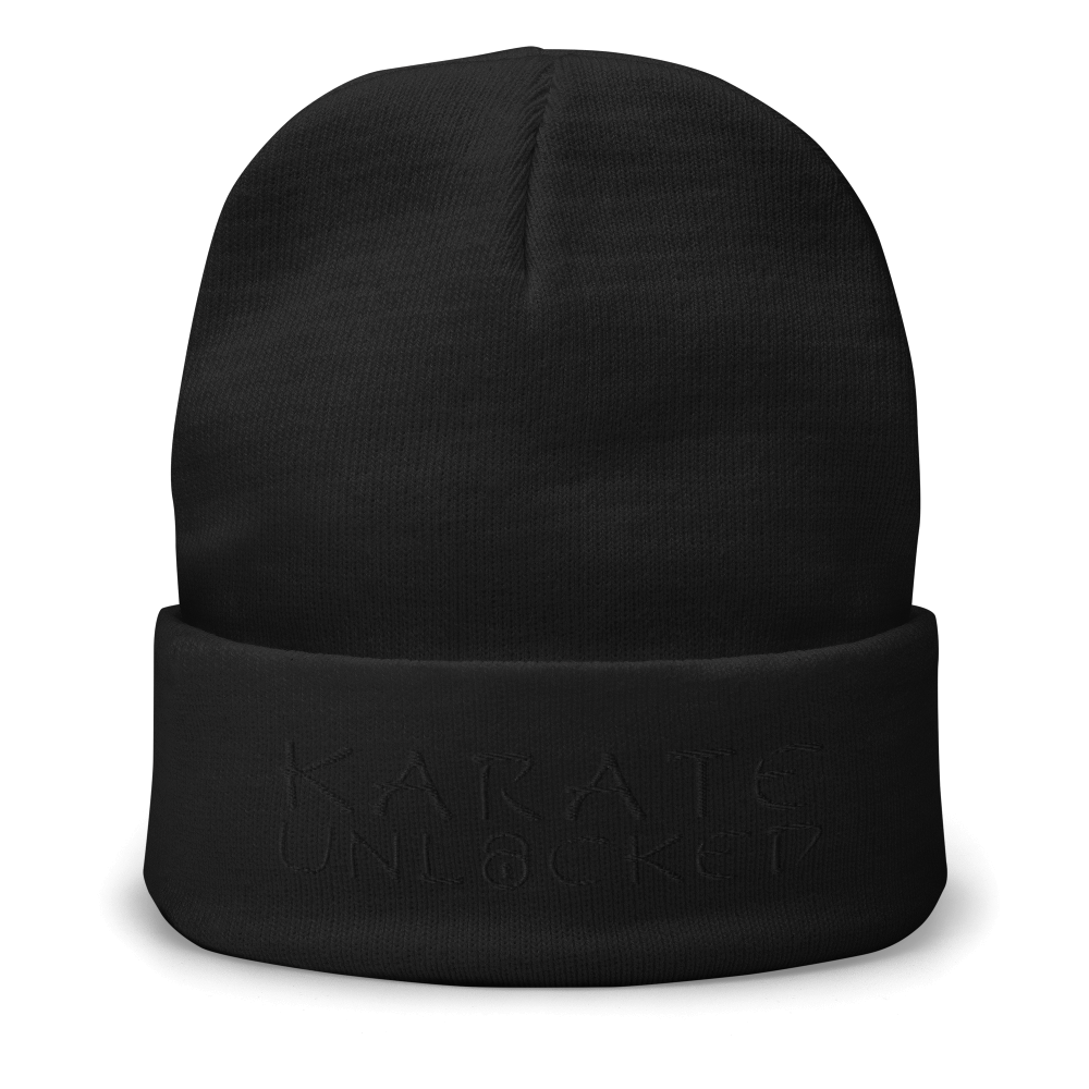 Karate Unlocked Beanie in Black Embroidery