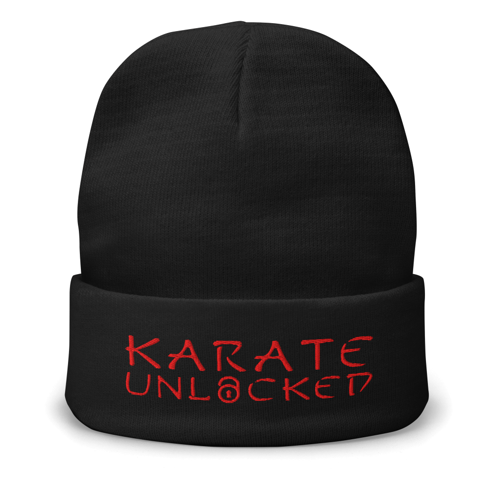 Karate Unlocked Beanie in Red Embroidery