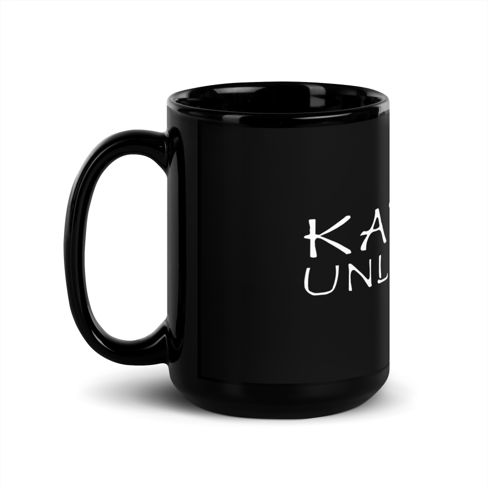 Karate Unlocked Black Mug with White Print Left