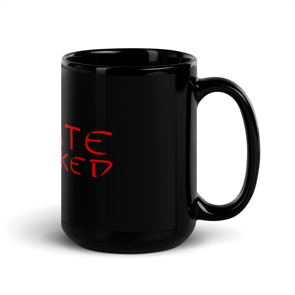 Karate Unlocked Black Mug with Red Print Right