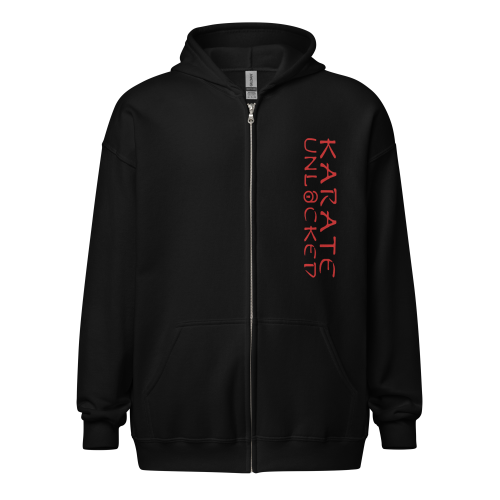 Karate Unlocked Zippered Hoodie in Red Print