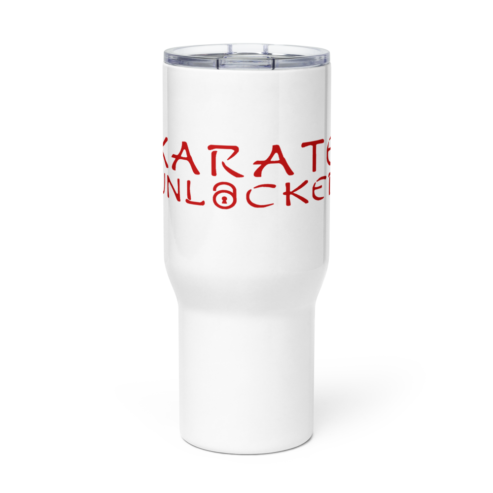 Karate Unlocked Travel Mug with Red Print Front