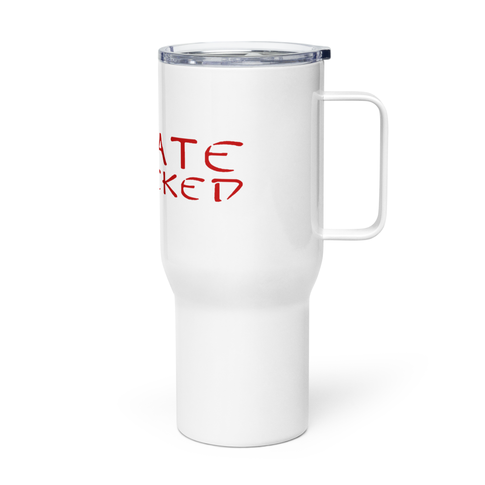 Karate Unlocked Travel Mug with Red Print Left