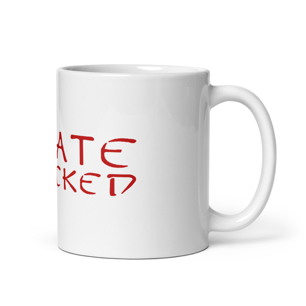 Karate Unlocked White Mug with Red Print Right