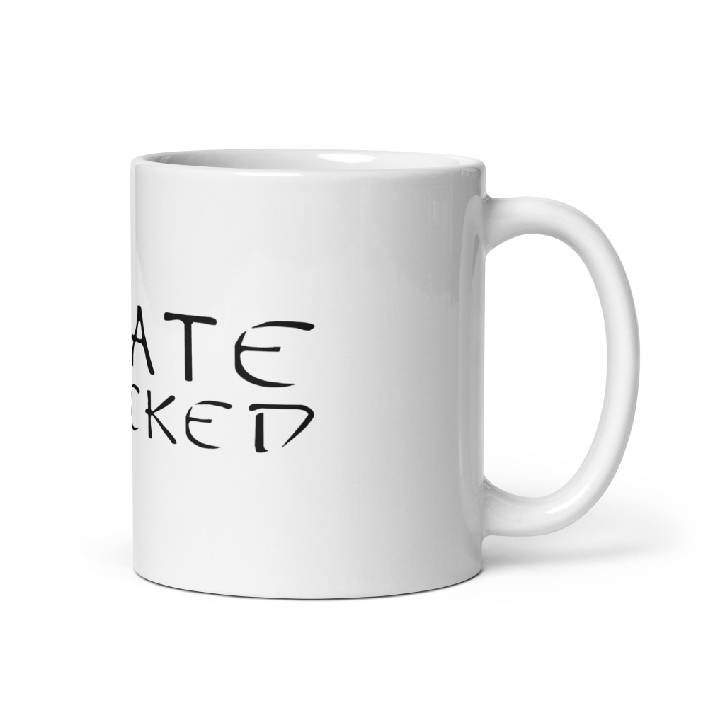 Karate Unlocked White Mug with White Print Right